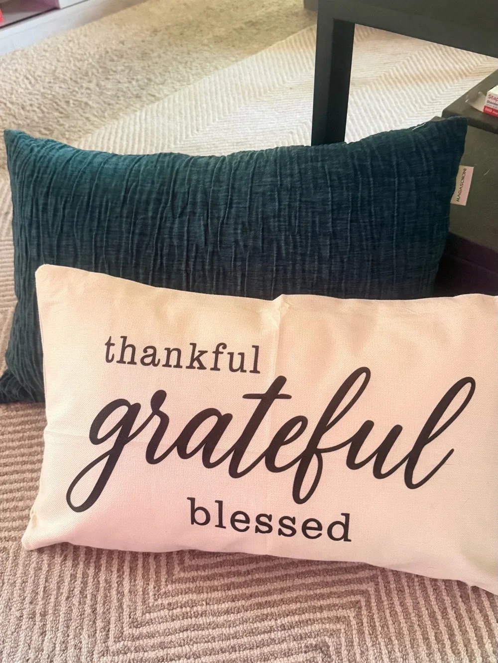 Magaschoni Teal 'Thankful Grateful Blessed' Holiday Pillow Set